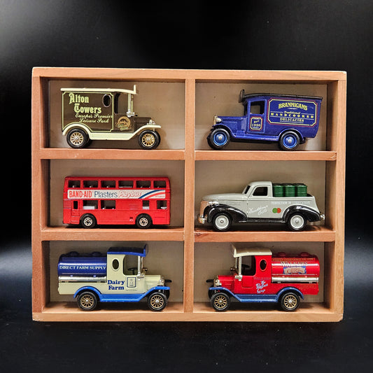 Caja Vitrina de Madera 3x2 Autos a Escala Miniatura Coleccionable