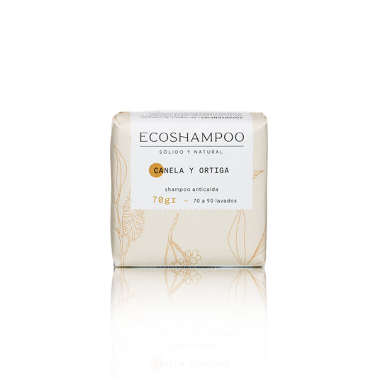 Shampoo Sólido pelo débil, anticaída de canela y ortiga, 70 grs. ECOSHAMPOO