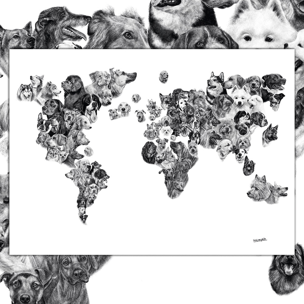 Lámina Decorativa Mapa de Perros del Mundo