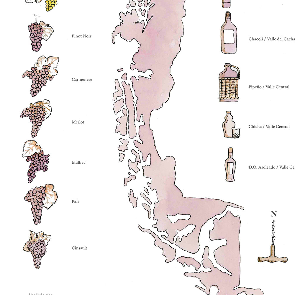 Lámina Decorativa Mapa de Vinos