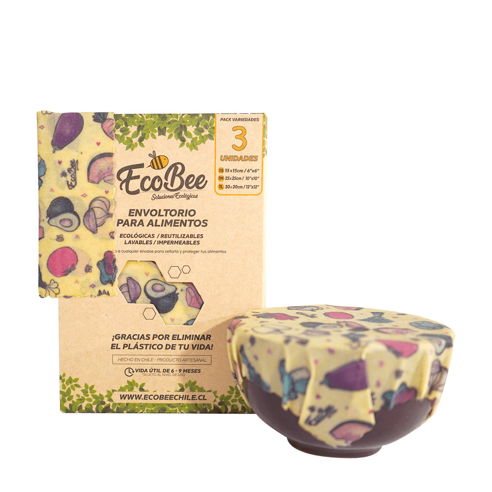 Tela Encerada Pack (3u) Diseño Verduras EcoBee
